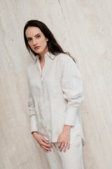 CAMISA ISABELA LISTRAS BEGE