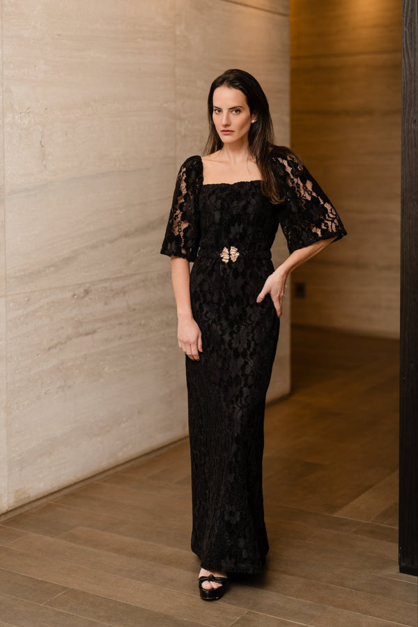 VESTIDO FLORA PRETO