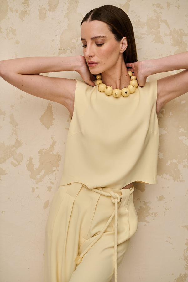 BLUSA LAÍS DETALHE ONDAS AMARELA