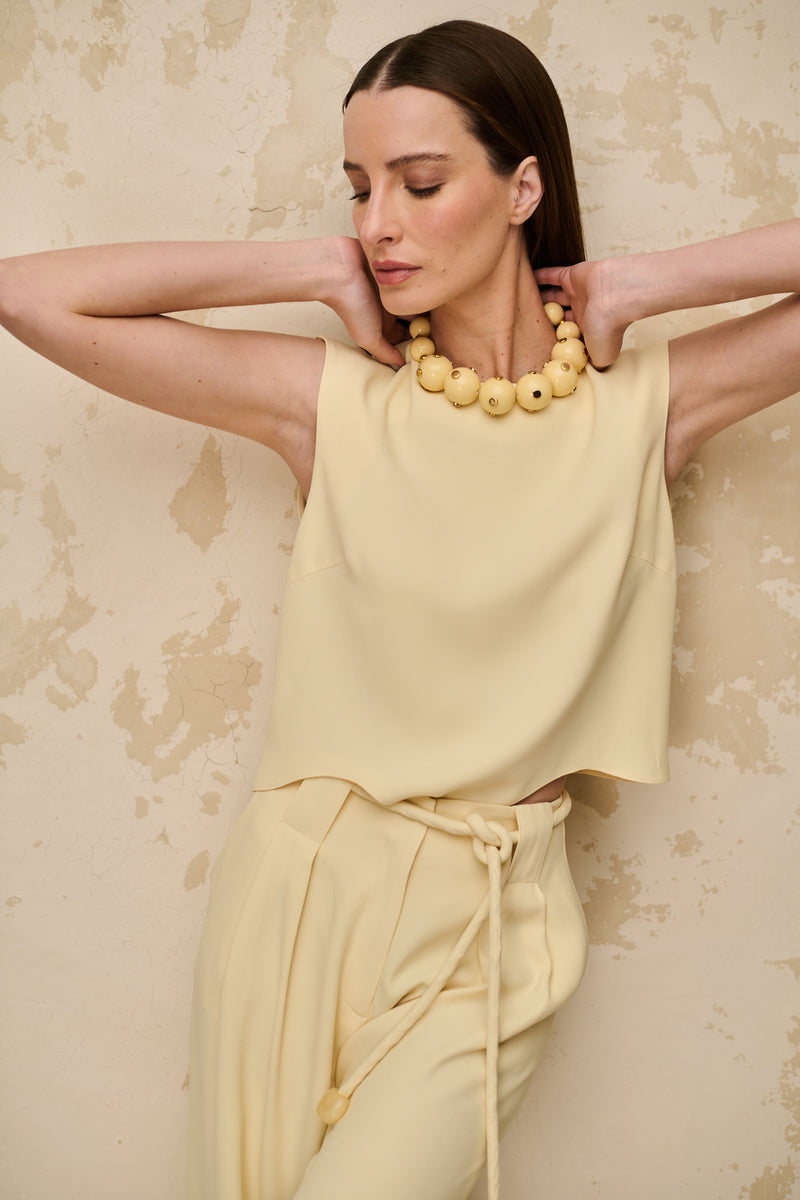 BLUSA LAÍS DETALHE ONDAS AMARELA